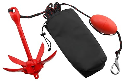 MarineNow 3.5 lb Grapnel Anchor Kit – Folding Anchor with 25 ft Marine-Grade Rope, Buoy, Snap Hook & Storage Bag – Ideal for Kayaks, Jet Skis, SUP, Canoes, Rafts, PWCs & Small Boats