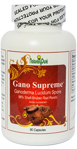 NaturalyPure Gano-Supreme - Ganoderma Lucidum Spore (Reishi), Pure 98% Shell Broken Reishi, Absolutely no fillers Added. 90 Vegan Capsules. Processed in The USA.