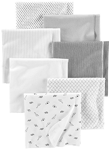 Simple Joys by Carter's Unisex Babies' Muslin burp cloths, Pack of 7, Grey/White/Black, One Size