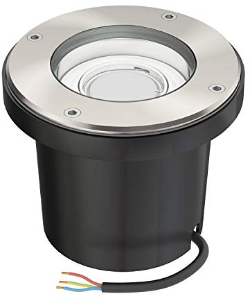 ledscom.de Boden-Einbauleuchte BOFU für außen schwenkbar Edelstahl IP67 150mm Ø inkl. GU10 LED Lampe 630lm warmweiß