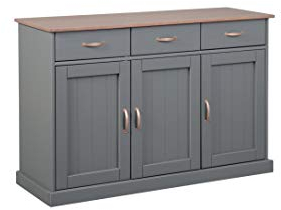 Inter Link - Kommode - Anrichte - 3 Türen - 3 Schubladen - Kiefer Massivholz - grau sepia braun lackiert - Landhausstil - Luzerna 4.1