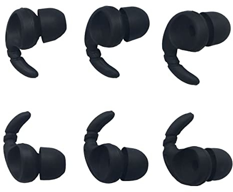 Sports Earbuds Tips Replacement Ear Fins Wingtips Noise Isolation Replacement Eartips Adapters for in Ear Earphones 4mm to 6mm Nozzle Attachment 3 Pairs Left & Right, Balck