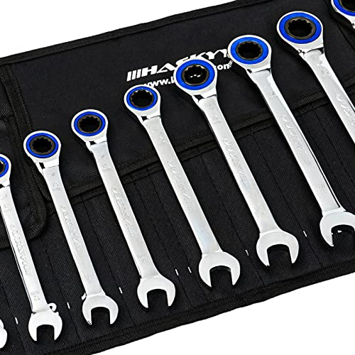 HASKYY 10-tlg Ratschenschlüssel-Set I 8-19mm Gabelschlüssel Ratschen-Schlüssel-Satz Maulschlüssel