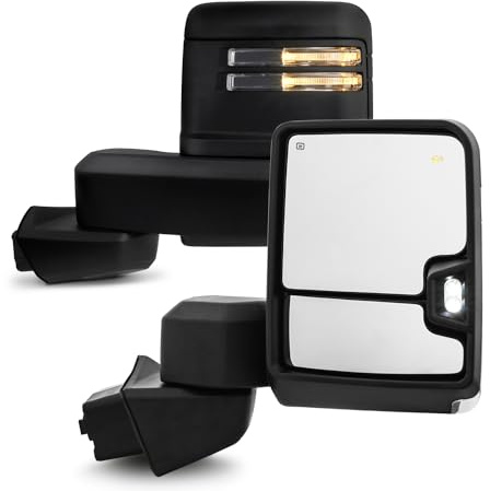 AKKON - Fits 2019-2022 Chevy Silverado 1500 Power Heated Manual Folding Towing Mirror w/LED Turn Signal+ Clearance Lamp