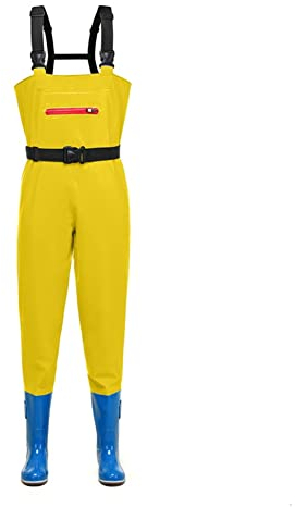 watthosen Damen wasserdicht Wathose Für Frauen Wathose Mit Stiefeln wasserdichte Atmungsaktive Crosswater Trägerhose (Farbe : Yellow, Größe : 38)