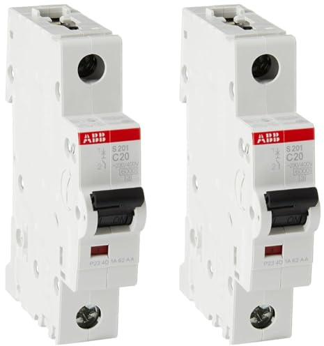 ABB S200 Leitungsschutzschalter Typ C, 1-polig 20A System Pro M Compact DIN-Schienen-Montage (Packung mit 2)