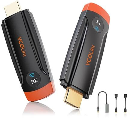 Wireless HDMI Transmitter and Receiver, Plug & Play HDMI Wireless Transmitter and Receiver with 5G, HD Extender Kit Support USB C Streaming Video and Audio to Monitor from Laptop Camera STB