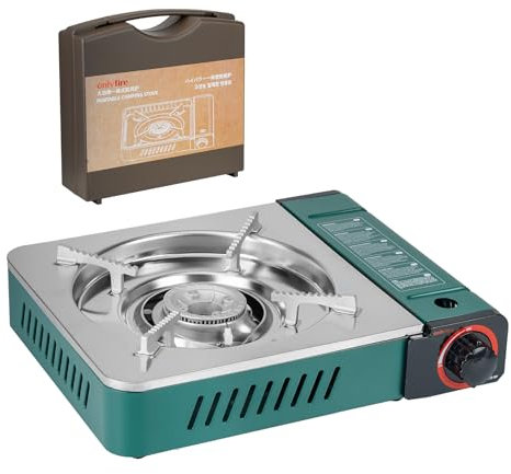 onlyfire Hornillo de Camping con Maletín de Transporte, Hornillo Portátil de Gas para Camping, Senderismo, Viaje en Autocaravana, Desayuno, Diseño de Quemador Hundido Resistente al Viento, 3000W