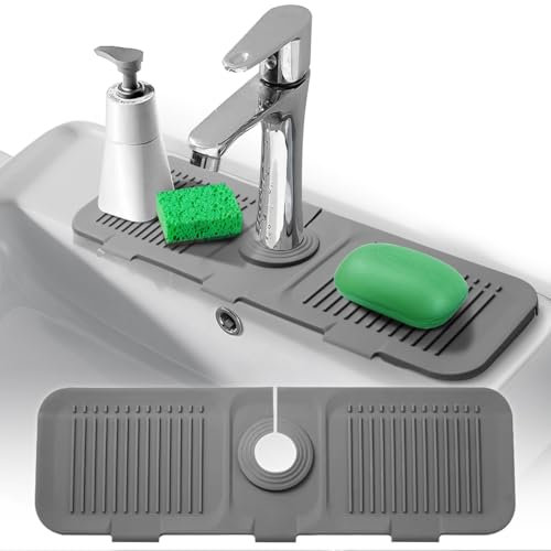 Alfombrilla Fregadero Cocina Gris,Protector Fregadero Cocina 44.5*14 *1.6cm,Alfombrilla Fregadero Grifo Multiusos,Protector Fregadero para Fregadero de Cocina y Baño,Suministrar Protector de Encimera