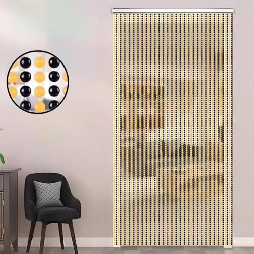 Eiauiuo Modern Perlenvorhang für Raum Tür Fenster Teiler Deko Hängender Fadenvorhang Handgefertigter Perlen Gardine Gegen Fliegen Türvorhang für Wohnzimmer Schlafzimmer(120x200cm(120 Stränge))