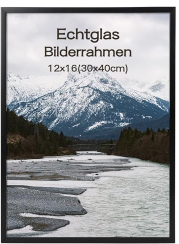 Kollyseek Cornice portafoto e vetro plexiglass nero, Fotocornice da appendere e appoggiare, Cornice moderna da parete, Cornice nera decorativa (nero vetro, 30x40cm)