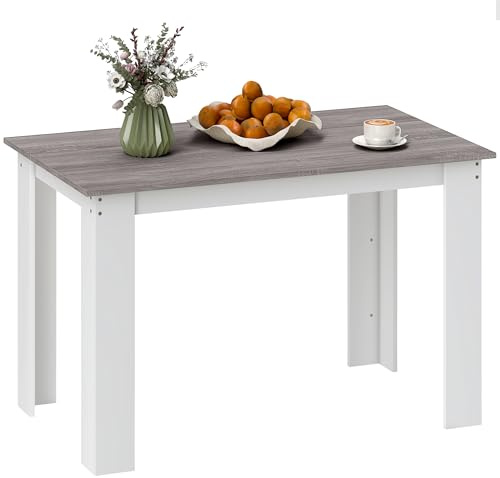 HOMCOM Mesa de Comedor para 4-6 Personas, Mesa de Cocina Rectangular, Estilo Moderno, para Salón, 120x69x75 cm, Gris y Blanco
