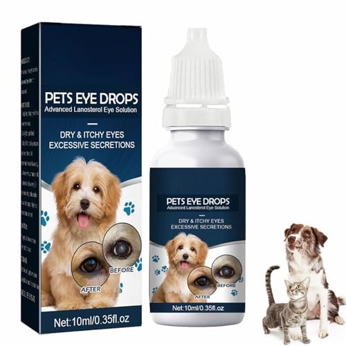 Rakiuty Gouttes pour Les Yeux des Chats,Pet Gouttes pour Les Yeux des Chats et des Chiens,Tear Stain Remover Pet Eye Cleaner,Sûr et Efficace pour éliminer Taches de Larmes,10 ML