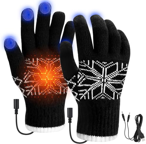 Dreamtop Gants chauffants USB pour homme et femme – Gants chauffants tricotés avec chargement USB, chauffe-mains lavables, gants pour ordinateur portable, gants complets pour cadeau d'hiver