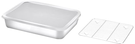 Gadpiparty Set 2 Pezzi Contenitori per Ravioli in Acciaio 304 con Coperchio Sigillato e Griglia da Forno 23 CM Resistente Alte Temperature Impilabile per Cucina e Conservazione Alimenti