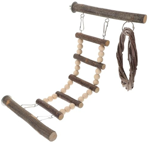 Healifty Scala per Uccelli in Legno per Pappagallini, Giocattolo a Forma di Scala a Pioli per Addestramento e Arrampicata, Adatto a Piccoli Pappagalli e Cacatua, Accessorio per Voliera