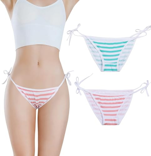 Hot Cute Japanese Style Blue&pink Stripe Panties Bikini Cosplay Cotton Underwear