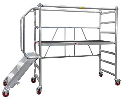 Jumbo® Aluminium Falt-Gerüst Klapp-Gerüst fahrbar Arbeits-Bühne faltbar klappbar Plattform-Höhe 0,5-1,0m mit Treppe