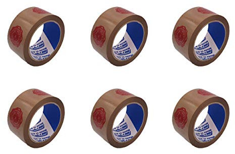 ACIT Nastro Adesivo marrone con Sigillo di Garanzia, Nastro per pacchi, Sigillo di garanzia adesivo, misura 66mt x 50mm (6 rotoli)