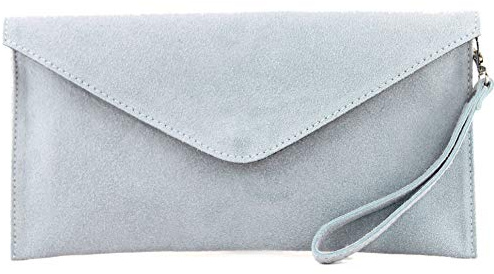 modamoda de T106 Damen Wildleder Rauleder Clutch Umhängetasche, handmade in Italy