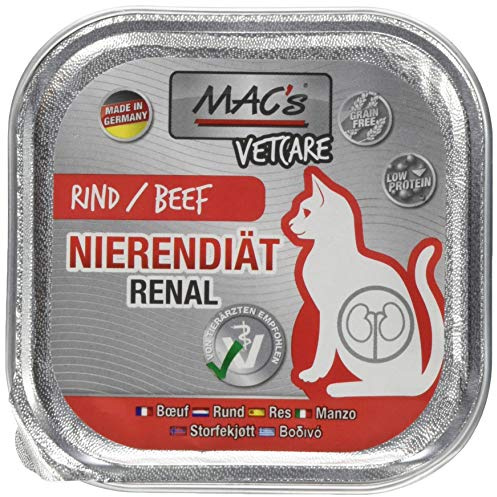 Mac's Katzenfutter getreidefrei Vetcare Rind Nierendiät, 16er Pack (16 x 100g)