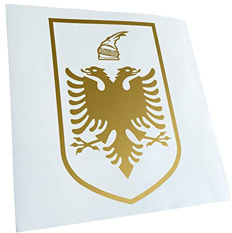 Kiwistar - Autoaufkleber - Albanien Wappen - Gold - 15,2x10cm - Heckscheibe Auto Aufkleber wetterfest für Kfz LKW Mofa Truck - Sticker außen selbstklebend Tuning Zubehör für Fenster Fahrzeug Scheibe