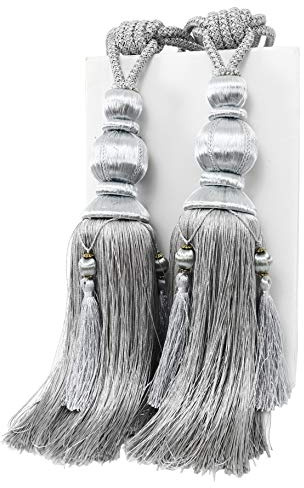 YunNasi Fermatenda con Nappa,Confezione Coppia di Tiebacks Fatti a Mano,Raccogli Tenda con Corda,Fibbia Tenda di Finestra,Camera da Letto,Ufficio,Grigio