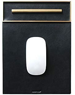 russell+hazel Vegan Leather & Brass Mousepad - Black, 1 Count