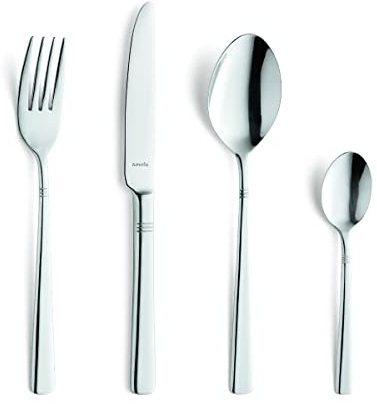 AMEFA Palmon Besteck Set | 16-teilig | Besteckset für 4 Personen | Edelstahl Rostfrei | Spülmaschinenfest | Dezente Akzente am oberen Griffende