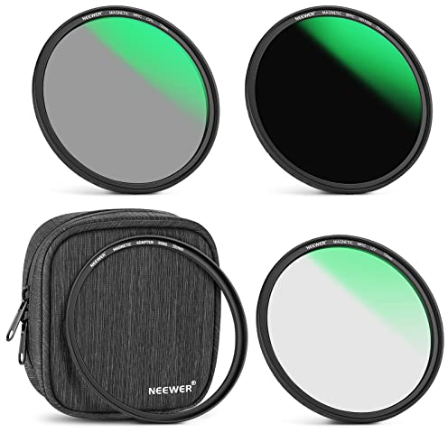 NEEWER Kit de Filtres Magnétiques 72mm, ND1000+MCUV+CPL(Filtre Polarisant)+Anneau Adaptateur magnétique, Verre Optique HD/Hydrofuge/Nano revêtement 30 Couches158