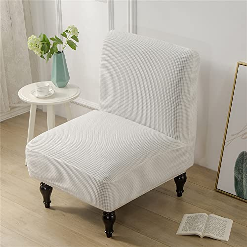 Highdi Jacquard Fodera Copripoltrona Senza Braccioli Elasticizzato, Copridivano Coprisedie Accent con Schienale 1 Posto Lavabili Removibili Coprisedia per Sala da Pranzo Soggiorno (bianco)