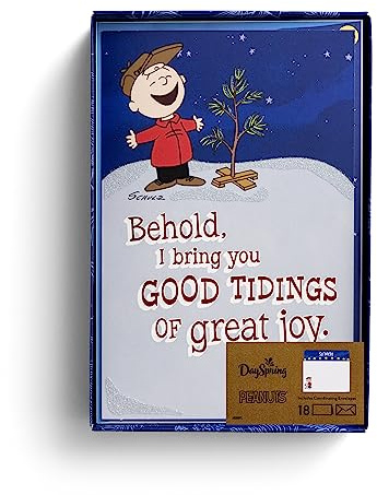 DaySpring - Peanuts Christmas - Good Tidings of Great Joy - 18 Christmas Boxed Cards & Envelopes, KJV
