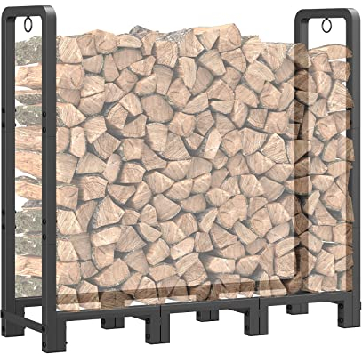 Mr IRONSTONE 1.2 m Kaminholzregal für den Innen- und Außenbereich, für Holzaufbewahrung, verbessertes verstellbares Kaminholzregal, robuster Holzscheite, Ständer, Ständer für Veranda, Terrasse