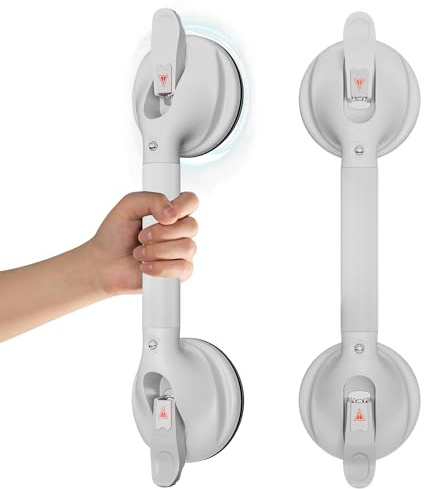 DAILYLIFE Grab Bars for Bathtubs and Showers, 17 inch Shower Handles for Elderly Suction, 300lbs Safety Shower Grab bar for Seniors and Elderly, White(1 Pack)