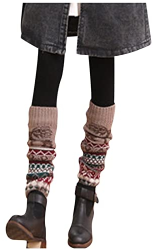 Glücksvogel Damen Stulpen Weihnachten Vintage Winter Beinwärmer Stricken Häkelarbeit Lange Böhmischer Pulswärmer Leg Warmers 80er Jahre Stiefel Boot Abdeckung Knit Crochet Socken Weihnachtsstrumpf