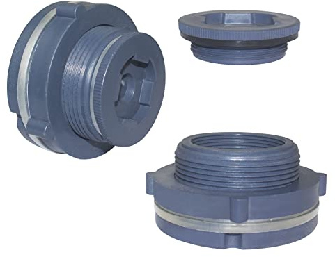 Adaptador de conector de tanque de agua de PVC con tapones para barriles de lluvia, tanque de agua, acuarios y estanques (1.2 pulgadas, 2 unidades)