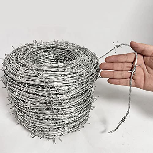 HHKTY Mit Widerhaken Kabel Lose Kabel Gebäude Fechten Verzinkt Stahl Stark 2.3mm Kabel Mit 15mm Widerhaken Diebstahlschutz Vieh Sicherheit(Size:200m,Color:Silber)