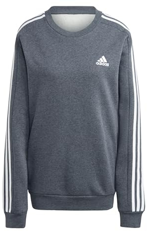 Adidas Hombre Essentials Fleece 3-Stripes Sweatshirt, Dark Grey Heather, L