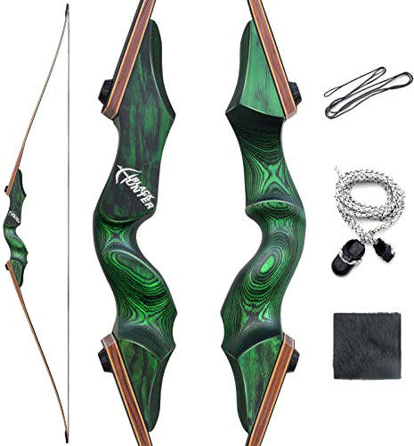OUBOTER Black Hunter 60 Zoll Traditioneller Langbogen Jagd Bogen 20-60lbs Bogenschießen Reiterbogen Sportbogen Erwachsene Holzbogen Für Linke Hand Zum Jagen Und Schießen (40LBS)