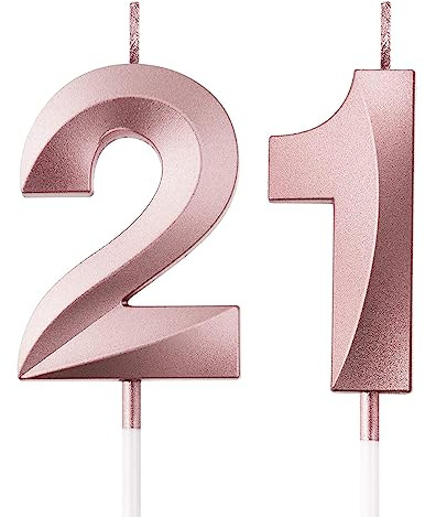FAINCA 21 Geburtstagskerzen, 3D Kerzen Geburtstag, 5CM Roségold Geburtstagskerzen Zahlen, Helle Geburtstagskerze, Tortendeko Geburtstag, Kerzen Kuchen für Geburtstagsdeko (Nummer 21)