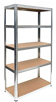 VBChome Lagerregal 90 x 180 x 30 cm Standregal mit 5 Fächern Metallregale MDF-Platten Kellerregal Schwerlastregal Garagenregal Werkstattregal Chrom Tiefe 30 cm