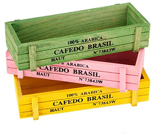 Fioriere per Esterni Vasi per Piante Rettangolari 25 × 15 × 10 3 Pezzi Desktop in Legno Succulente Fiore Giardino Vaso per Piante Decorazione Scatola di Immagazzinaggio