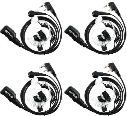 Retevis Funkgerätes Set Ohrhörer mit PPT, 2-poliges Funk-Headset, Security Headset für Funkgerät kompatibel mit Kenwood Two Way Radio RT24 RT27 RT622 (4 Stück)