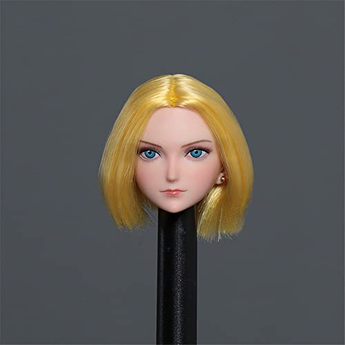 DEZARO 1/6 Scale Female Head Sculpt,Anime Girl Pale Skin Planted Hair Head Carved for 12inch PH TBL JO Action Figure (B)