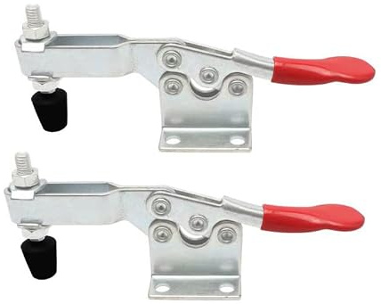 Hold Down Toggle Clamps 201B Small Quick Release Horizontal Toggle Clamp Woodworking Latch Antislip Red Grip Hold Down Hand Tool…