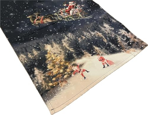 khevga Tischläufer Weihnachten Tischdekoration Weihnachtsmann im Schnee 140 x 40 cm