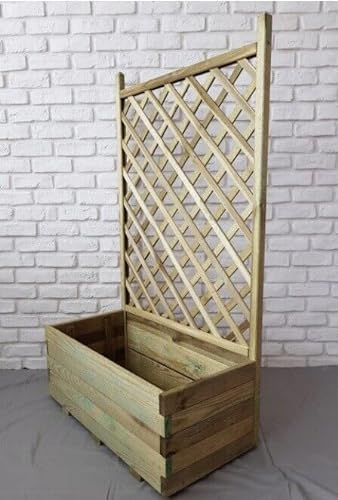 Generisch Blumenkasten mit Rankgitter Rankhilfe Rankkasten Pflanzkasten Holz 136x80 cm