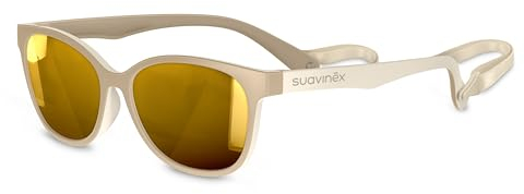 SUAVINEX, Gafas de Sol para Niños de 3 a 8 Años, Polarizadas, con Filtro UV 400, 100% Protección Rayos UVA y UVB, con Funda y Cinta de Sujeción Incluidas, Muy Flexibles y Ligeras, Beige