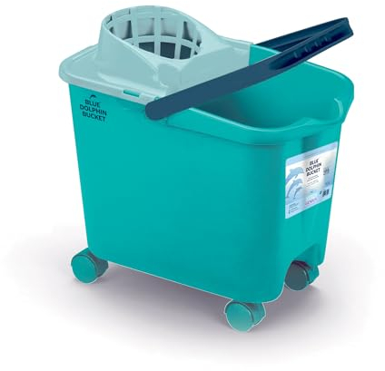 Blue Dolphin - Cubo de fregona con escurridor y Ruedas 14L, Fabricado con Materiales reciclados sostenible Ideal para Limpieza del hogar y Suelos