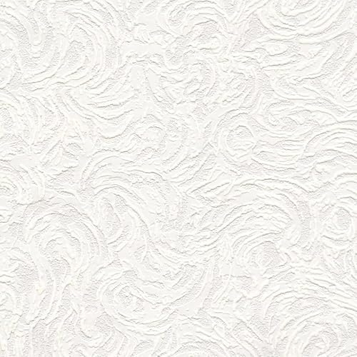 SOPHIE LAURENCE White Swirl Embossed Paintable Wallpaper - Luxury Textured Vinyl, Glossy Finish, Washable, 0.53m x 0.53m Sample